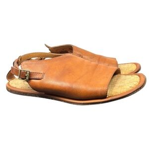 Kork Ease Taige Side Buckle Cognac Size 8 Flat Sandals Boho Comfort Summer